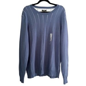 NWT Alfani Blue Striped Crewneck Pullover Classic Men’s Sweater Size XL